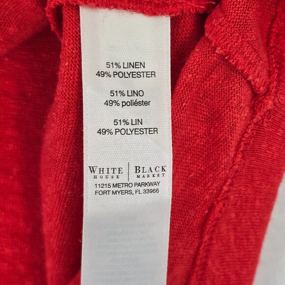White House Black Market Women’s XXS Coral Orange Linen Blend Cap Sleeve Tee - Picture 4 of 8